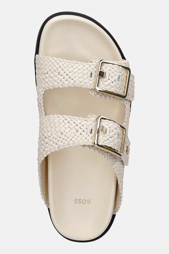 BOSS klapki damskie skórzane Freyah beżowy 50563359.119