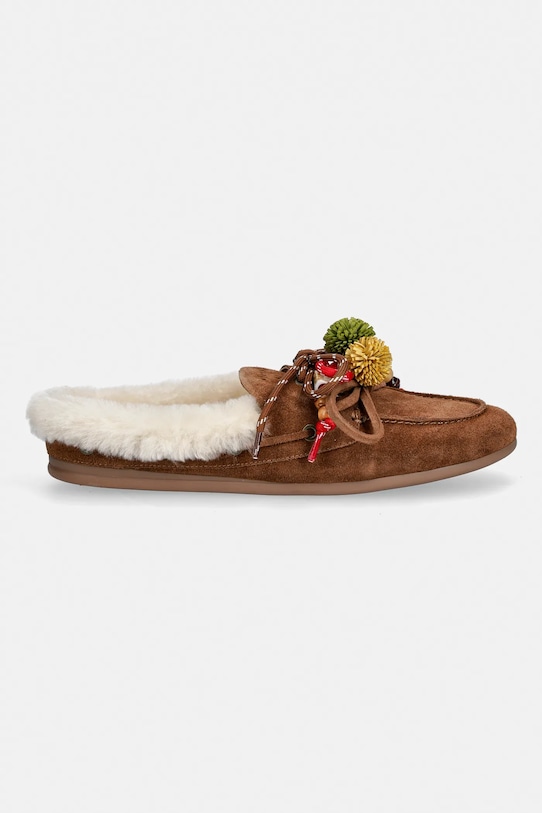 Nokwol kapcie zamszowe Coco Fur Tan Suede Coco.Fur.Tan.Suede brązowy SS26