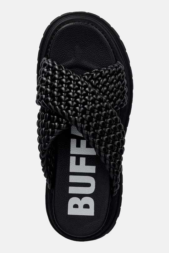 Buffalo klapki na platformie damskie Lennox Cross czarny 1602319