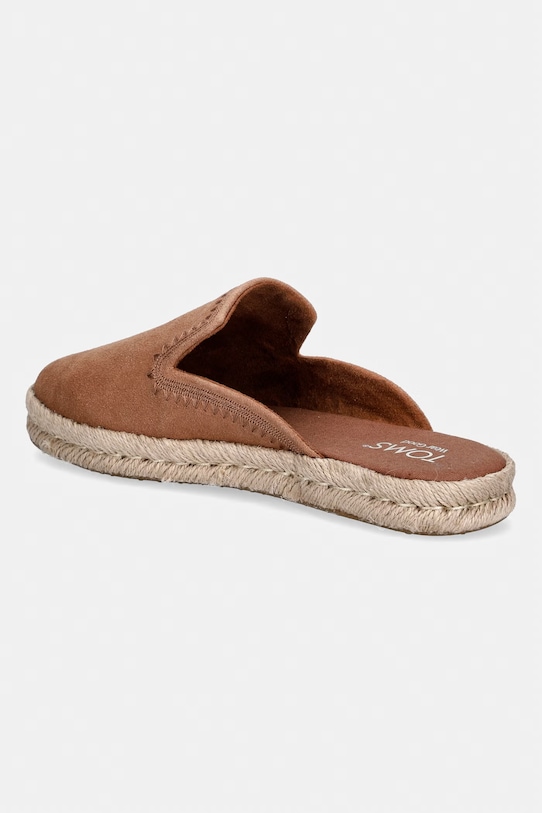 Obuwie Toms klapki damskie zamszowe SANTIAGO MULE 10023051 brązowy
