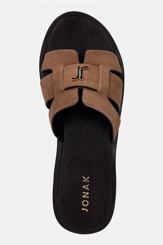 Jonak šľapky na plochom podpätku dámske semišové WEIL CROUTE hnedá 3800342