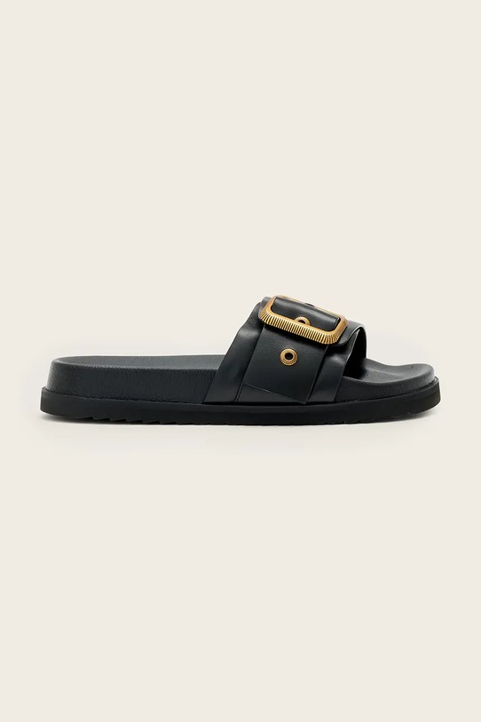 Δερμάτινες παντόφλες AllSaints Ellie Western Sandals φλατ μαύρο W038FE.BLK