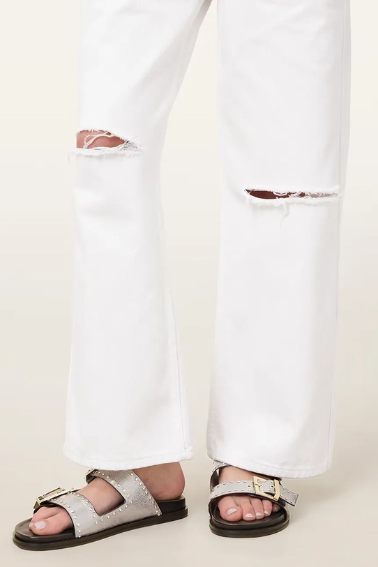 AllSaints klapki skórzane Magda Stud Sandal W115FC srebrny