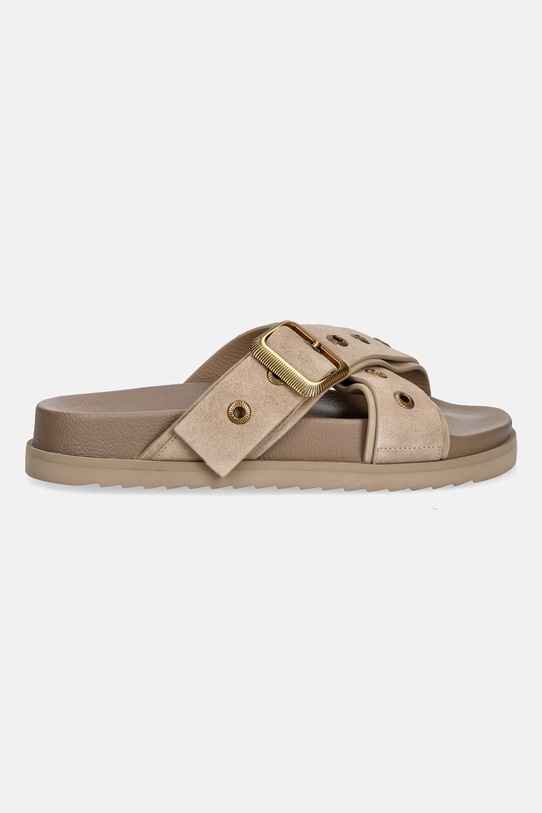 AllSaints klapki skórzane Suki Western Sandal W042FE beżowy SS26