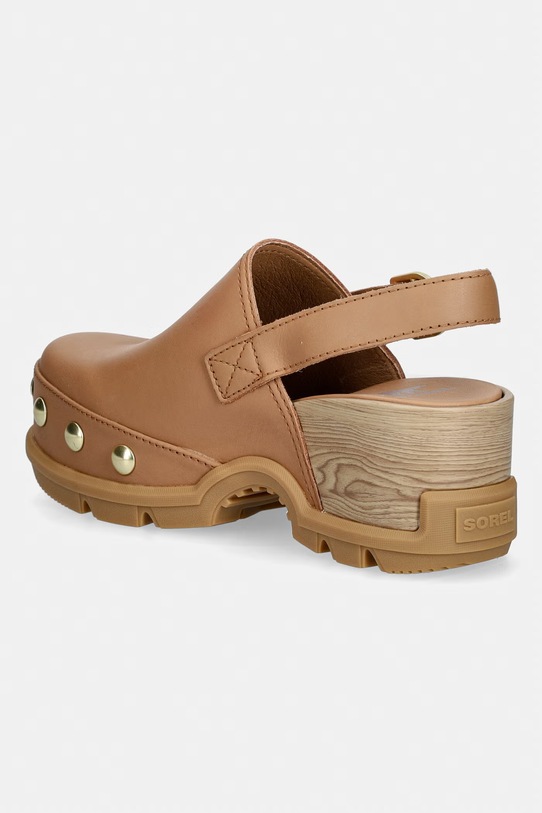 Boty Sorel pantofle na klínku dámské kožené ROAM CLOG RVT 2113151253 béžová