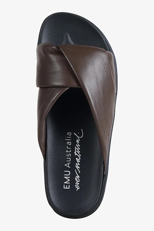 Emu Australia klapki na płaskim obcasie damskie skórzane Selene W13309.ESPR brązowy