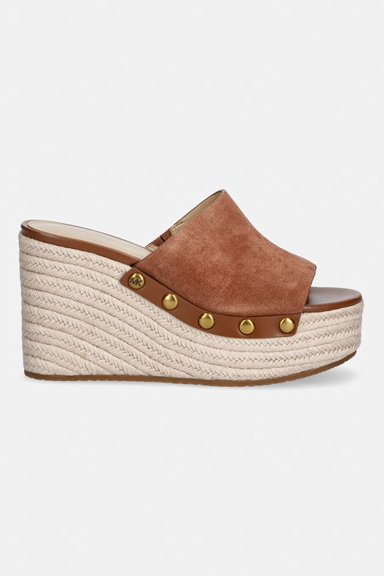 MICHAEL Michael Kors klapki damskie zamszowe Mayes Wedge Sandal 40S6MYMS1S.230 brązowy SS26