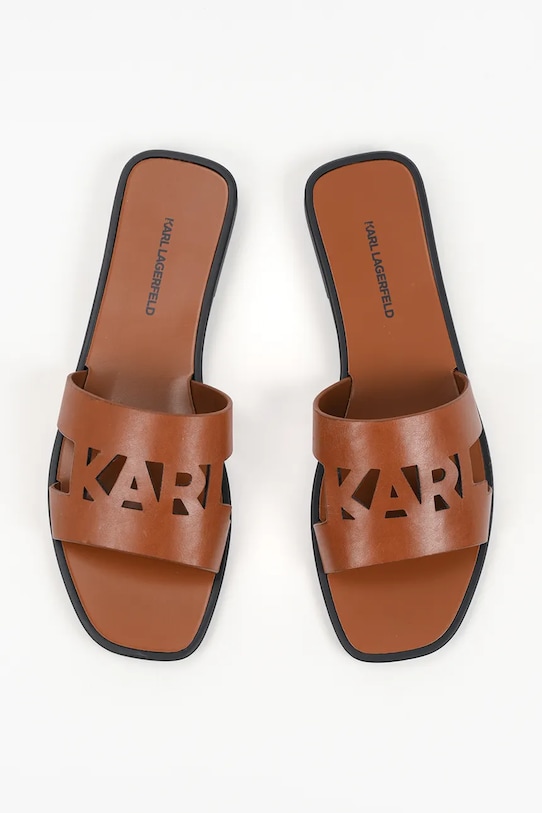 Karl Lagerfeld klapki mules damskie skórzane Skoot Iii brązowy KL80405C.022