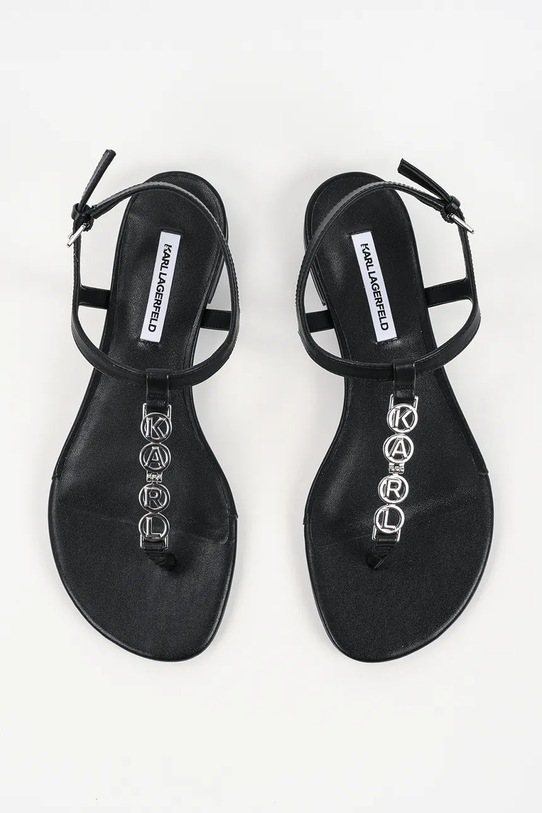 Karl Lagerfeld sandały na płaskim obcasie damskie skórzane Alisso Ii czarny KL82516.000