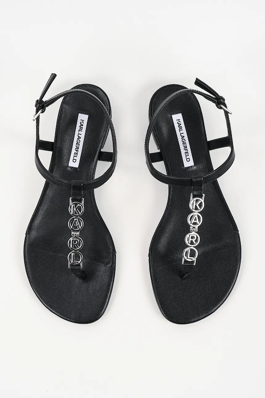 Karl Lagerfeld sandały na płaskim obcasie damskie skórzane Alisso Ii czarny KL82516.000