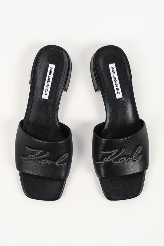 Δερμάτινες παντόφλες Karl Lagerfeld Petalo Ii μαύρο KL80700C.000