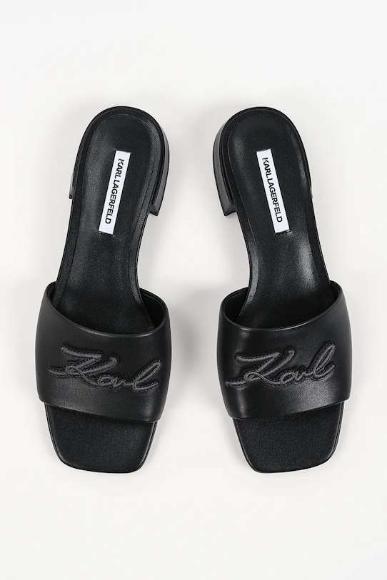 Δερμάτινες παντόφλες Karl Lagerfeld Petalo Ii μαύρο KL80700C.000