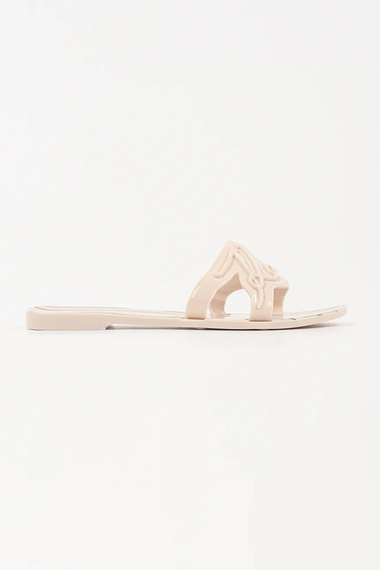 Karl Lagerfeld klapki na płaskim obcasie damskie Jelly beżowy KL80008C.V10