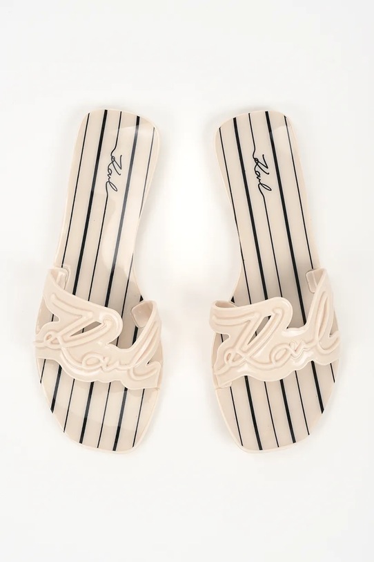 Karl Lagerfeld klapki na płaskim obcasie damskie Jelly beżowy KL80008C.V10