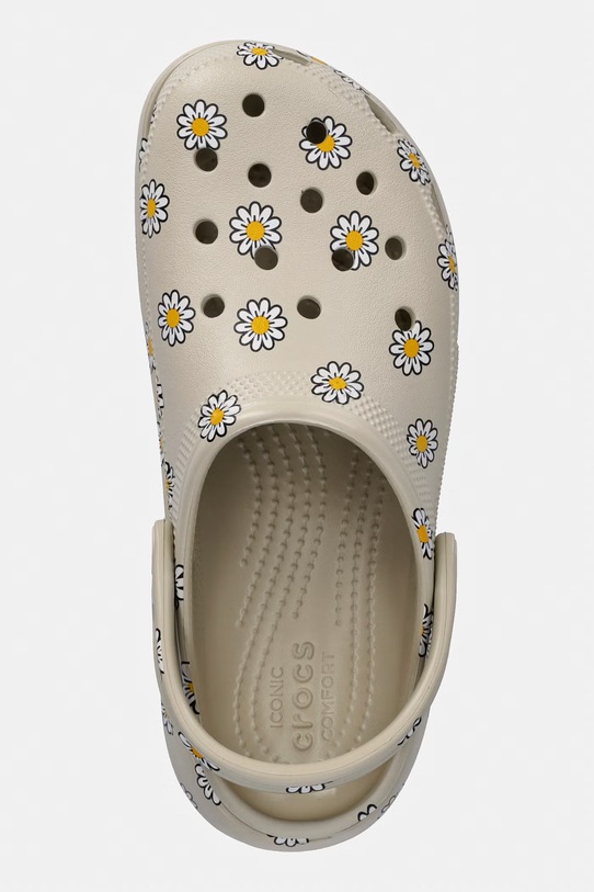 Crocs klapki na platformie damskie Classic Platform Floral Clog beżowy 212668.1WY