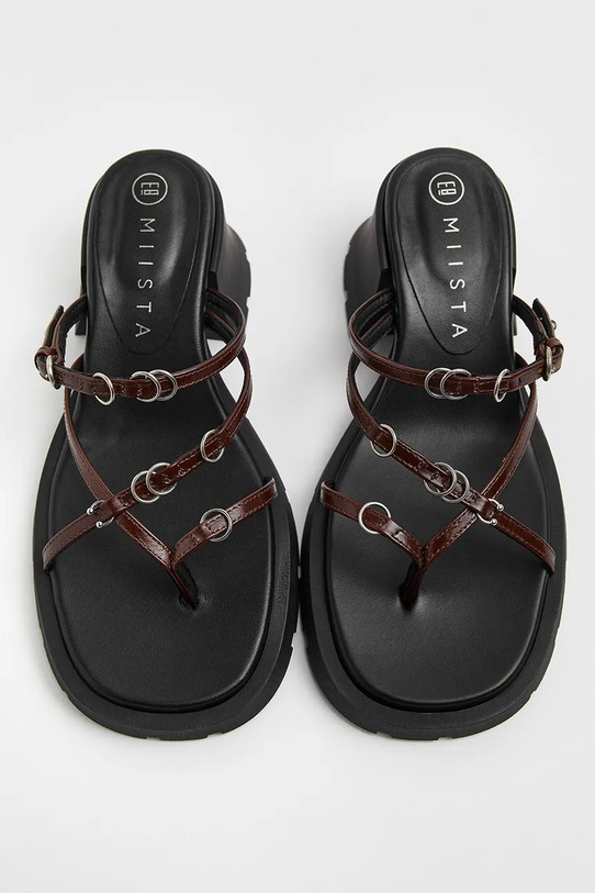 Obuwie Miista klapki skórzane Jaslene E8.3903 brązowy