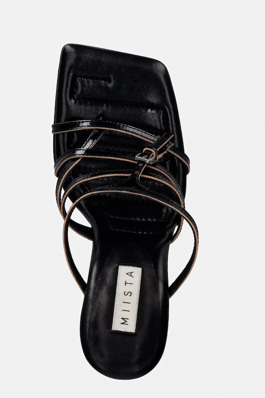 Miista klapki na szpilce damskie skórzane Koya czarny MI.6116