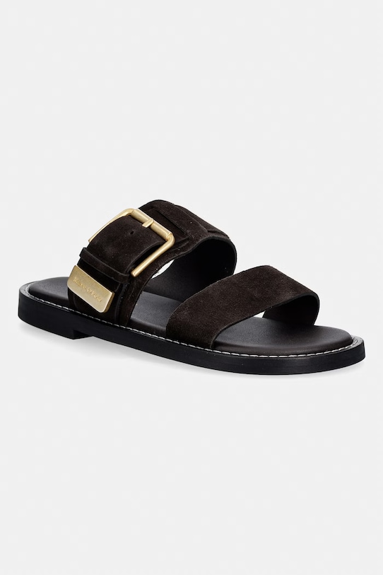 Marc O'Polo klapki damskie zamszowe Stina 1B brązowy 60318691102325