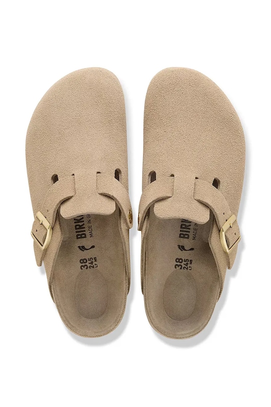 Birkenstock klapki zamszowe Boston EXQ LEVE beżowy 1031511