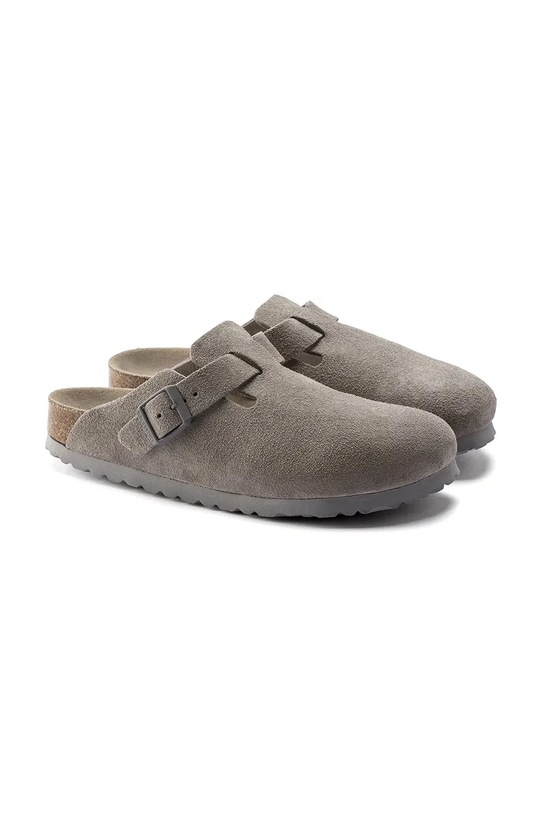 Obuwie Birkenstock klapki zamszowe Boston SFB LEVE 1020526 szary