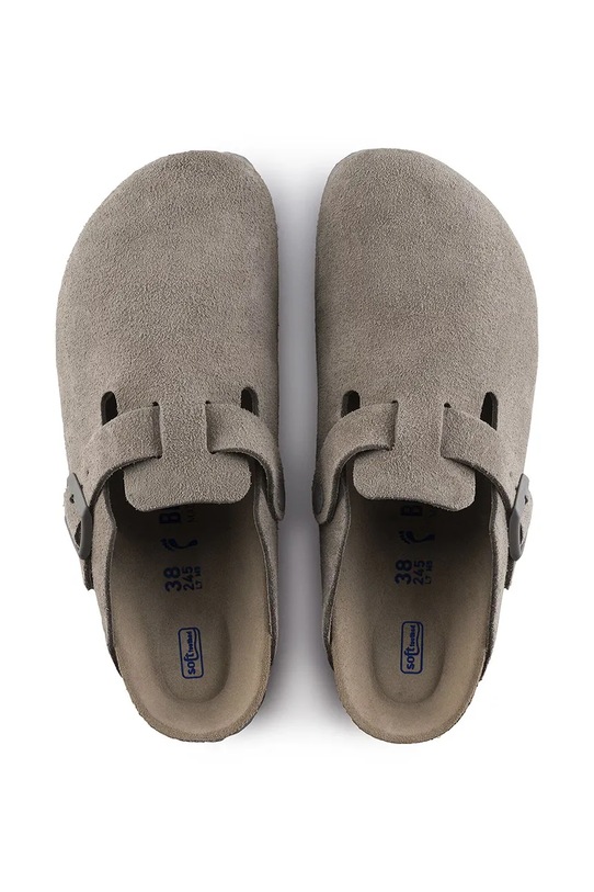 Birkenstock klapki zamszowe Boston SFB LEVE szary 1020526