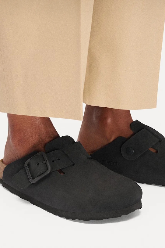 Birkenstock Boston WB LENB klapki z zakrytymi palcami damskie nubukowe 1031575