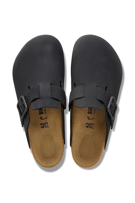Birkenstock Boston WB LENB klapki z zakrytymi palcami damskie nubukowe 1031575 czarny
