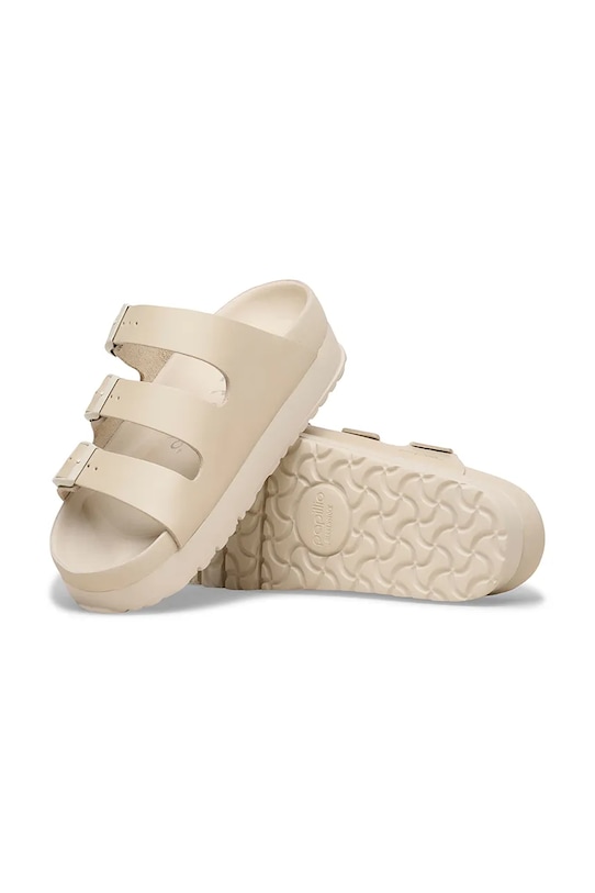 Birkenstock klapki skórzane Florida III Flex Platform 1031441 beżowy