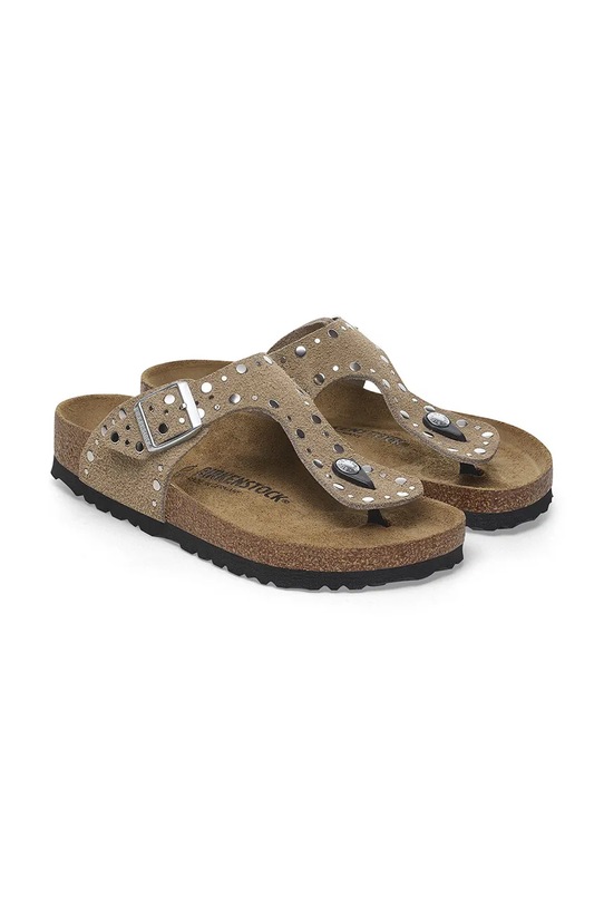 Obuwie Birkenstock klapki zamszowe Gizeh Rivet 1029388 beżowy