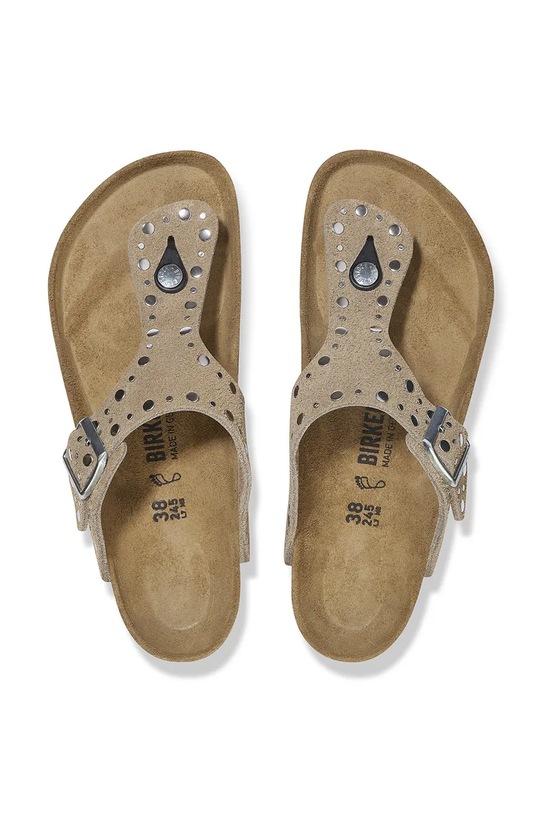 Birkenstock klapki zamszowe Gizeh Rivet beżowy 1029388