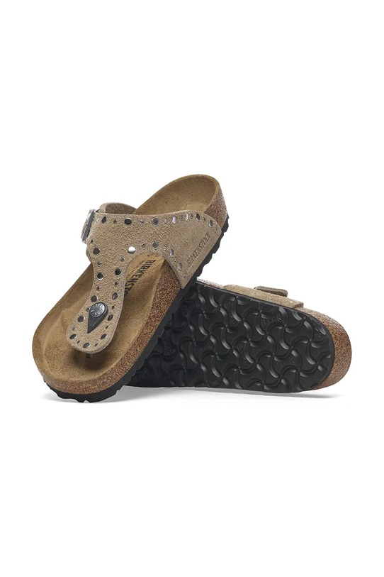 Birkenstock klapki zamszowe Gizeh Rivet 1029388 beżowy