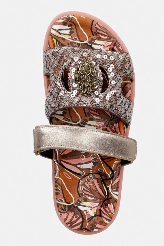 Kurt Geiger London klapki na płaskim obcasie damskie Eagle Cut Out Sandal brązowy 4732639779