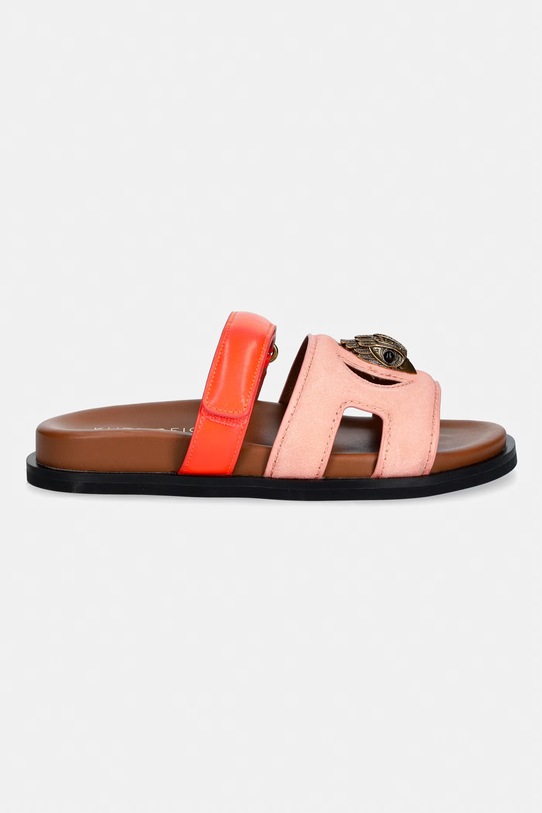 Kurt Geiger London klapki na płaskim obcasie damskie zamszowe Eagle Cut Out Sandal 4732657239 pomarańczowy SS26