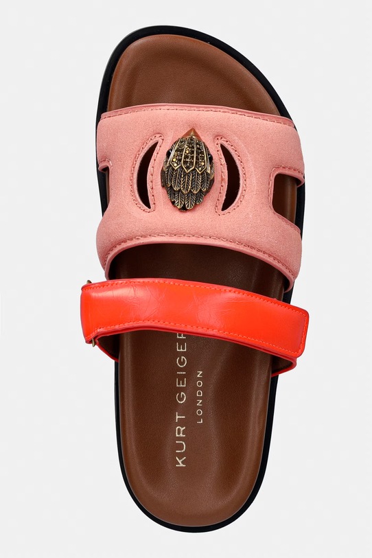 Kurt Geiger London klapki na płaskim obcasie damskie zamszowe Eagle Cut Out Sandal pomarańczowy 4732657239