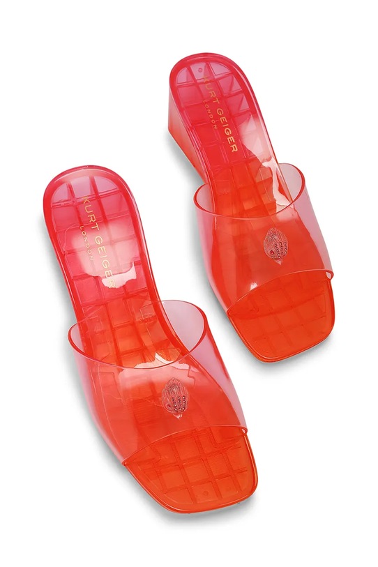 Kurt Geiger London klapki na koturnie damskie Maddison Wedge Mule 5613399979 pomarańczowy SS26