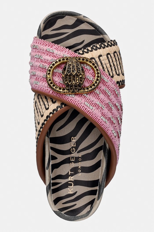 Kurt Geiger London klapki na platformie damskie Chelsea Cross Strap różowy 3973157999