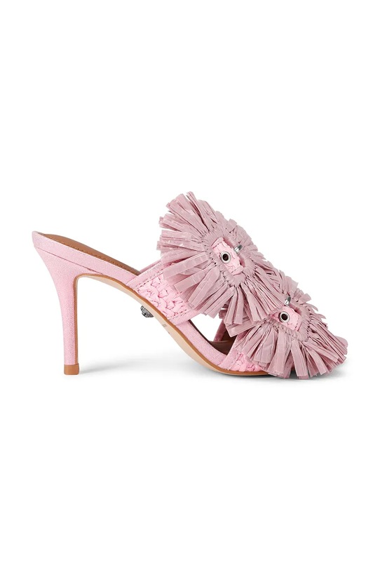 Kurt Geiger London klapki na szpilce damskie Raffia Buckle Sandal różowy 5595798999