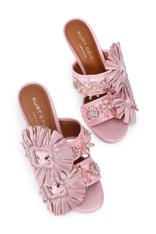 Kurt Geiger London klapki na szpilce damskie Raffia Buckle Sandal 5595798999 różowy SS26