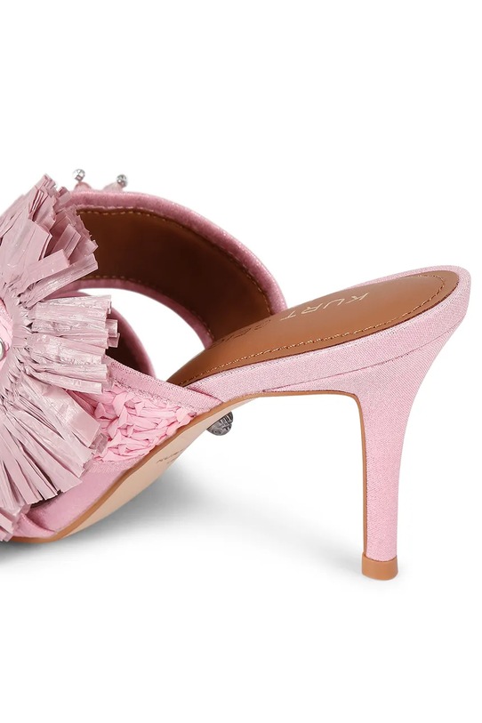 Obuwie Kurt Geiger London klapki na szpilce damskie Raffia Buckle Sandal 5595798999 różowy