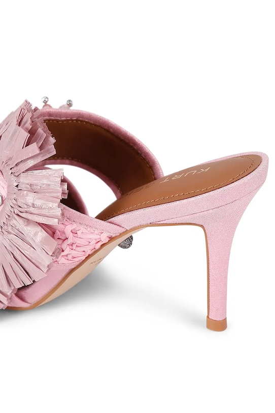 Obuwie Kurt Geiger London klapki na szpilce damskie Raffia Buckle Sandal 5595798999 różowy