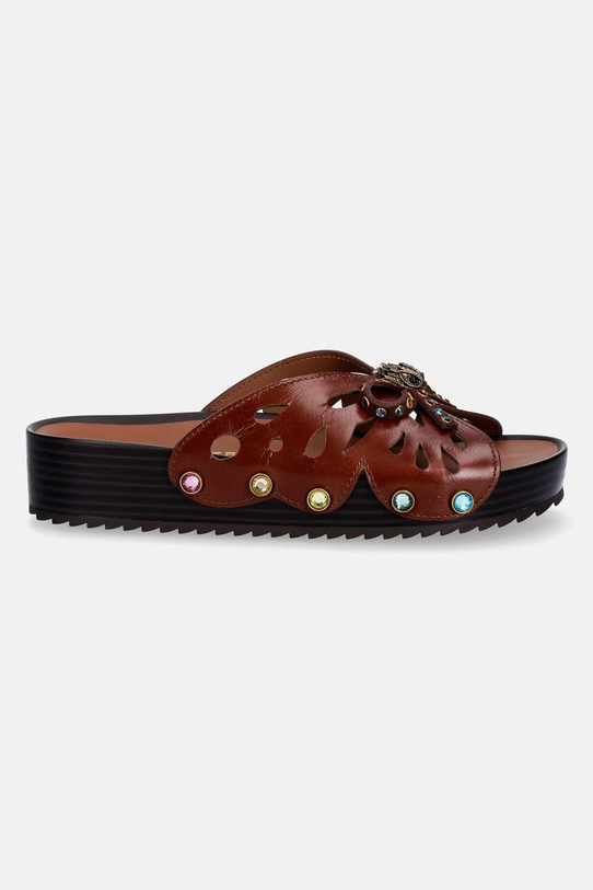 Kurt Geiger London klapki damskie skórzane Boho Butterfly Flat 5596630109 brązowy SS26