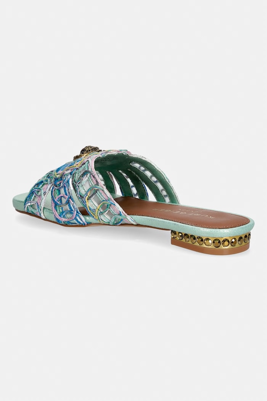 Obuwie Kurt Geiger London klapki damskie Chelsea Woven Flat Sdl 5600589999 turkusowy