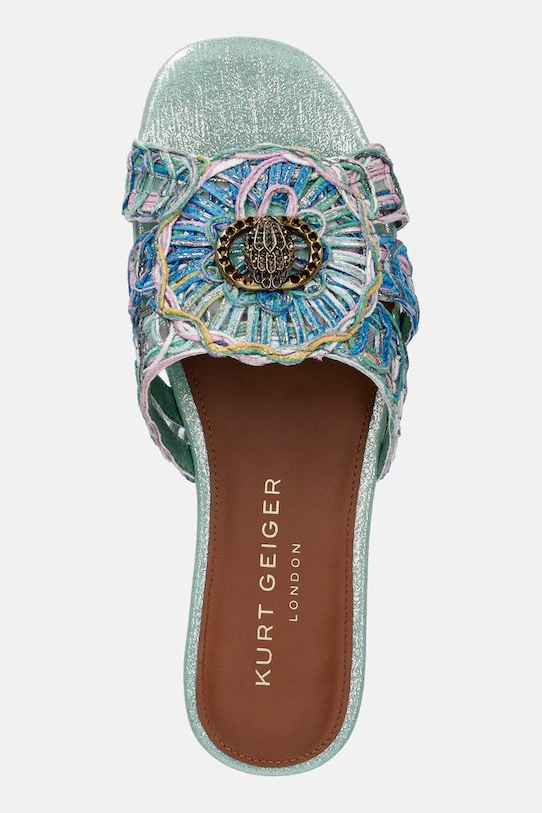 Kurt Geiger London klapki damskie Chelsea Woven Flat Sdl turkusowy 5600589999