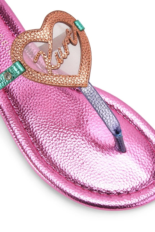 Kurt Geiger London klapki damskie skórzane Kurt Heart T Bar Flat różowy 5611769189