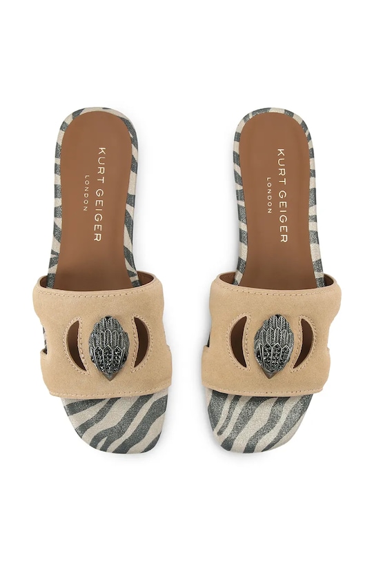 Kurt Geiger London klapki damskie skórzane Eagle Cut Out Flat Sdl 5612036209 beżowy SS26