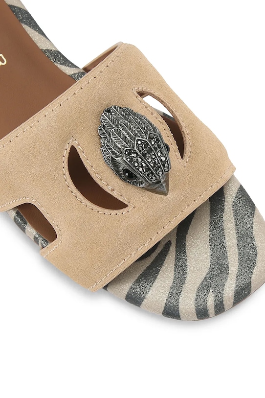 Kurt Geiger London klapki damskie skórzane Eagle Cut Out Flat Sdl beżowy 5612036209