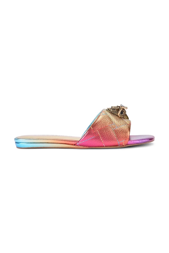 Kurt Geiger London klapki na płaskim obcasie damskie skórzane Kensington Flat Sandal pomarańczowy 8496199119