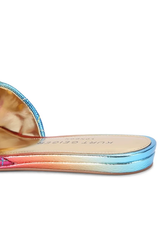 Kurt Geiger London klapki na płaskim obcasie damskie skórzane Kensington Flat Sandal 8496199119 pomarańczowy SS26