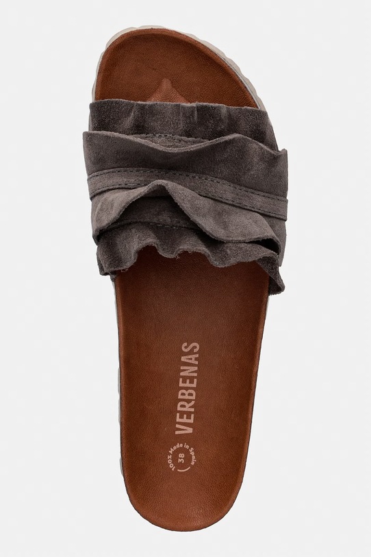 Verbenas klapki damskie zamszowe ROCIO SERRAJE VOLANTE brązowy 3300620220.ASH