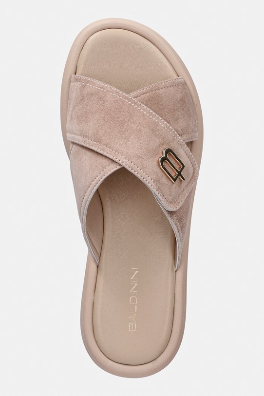 Baldinini pantofle na platformě dámské semišové béžová D6E118P1CAMO.7890